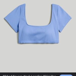 Madewell Ribbed Square-Neck Longline Bikini Top XS nwot
